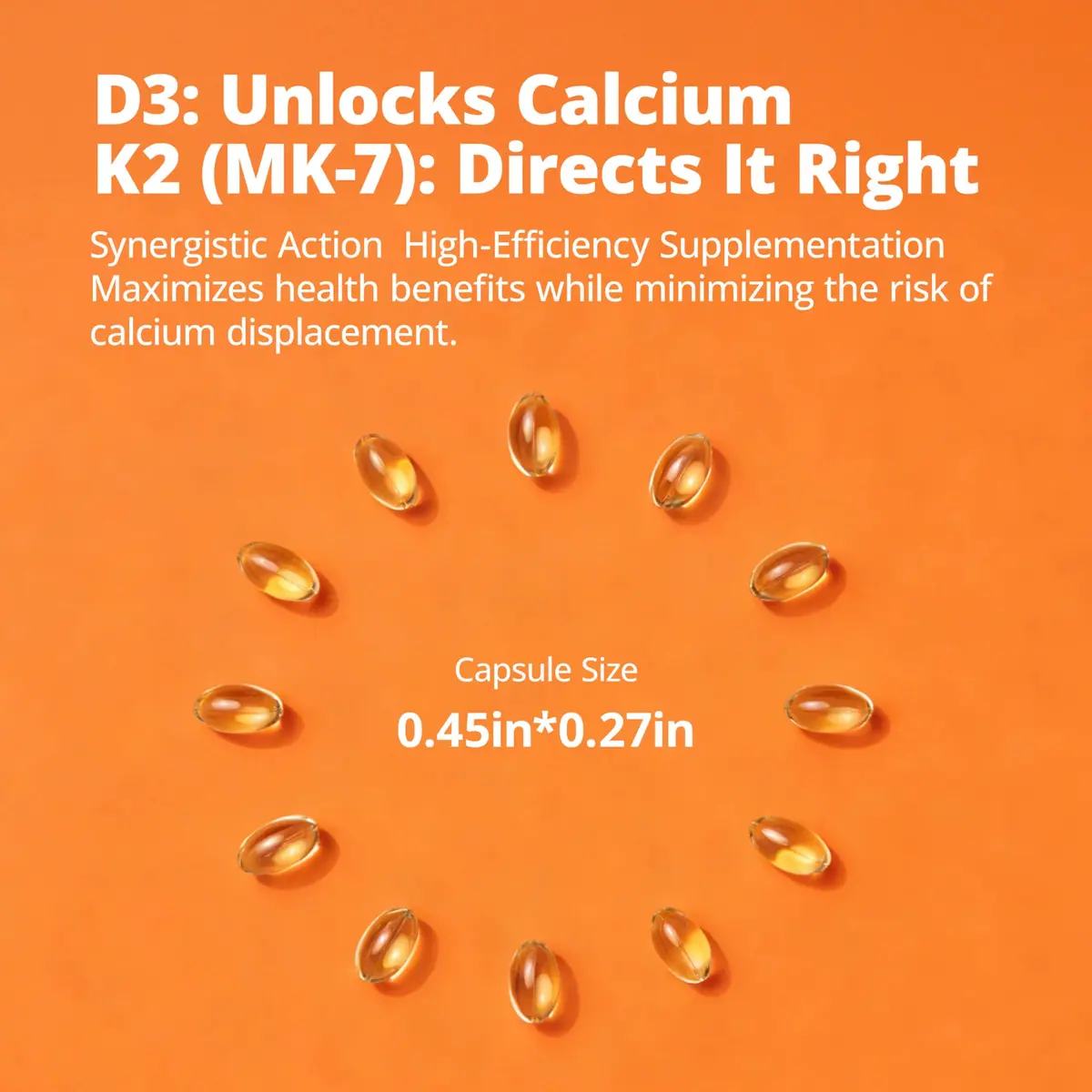 LincNutri Vitamin D3 K2 5,000IU MK7 100mcg | Supports Bone & Heart Health, 4-Month Supply - view 7
