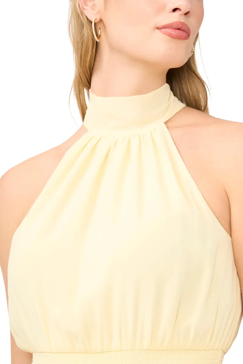 1.STATE Sleeveless Cascading Maxi Dress Pastel Yellow | Elegant Flowing Maxi for Women - view 3