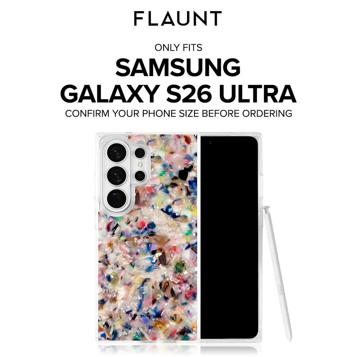 FLAUNT Square Samsung Galaxy S26 Ultra Case - Confetti Tortoise Shell | Shockproof & Magnetic - view 2