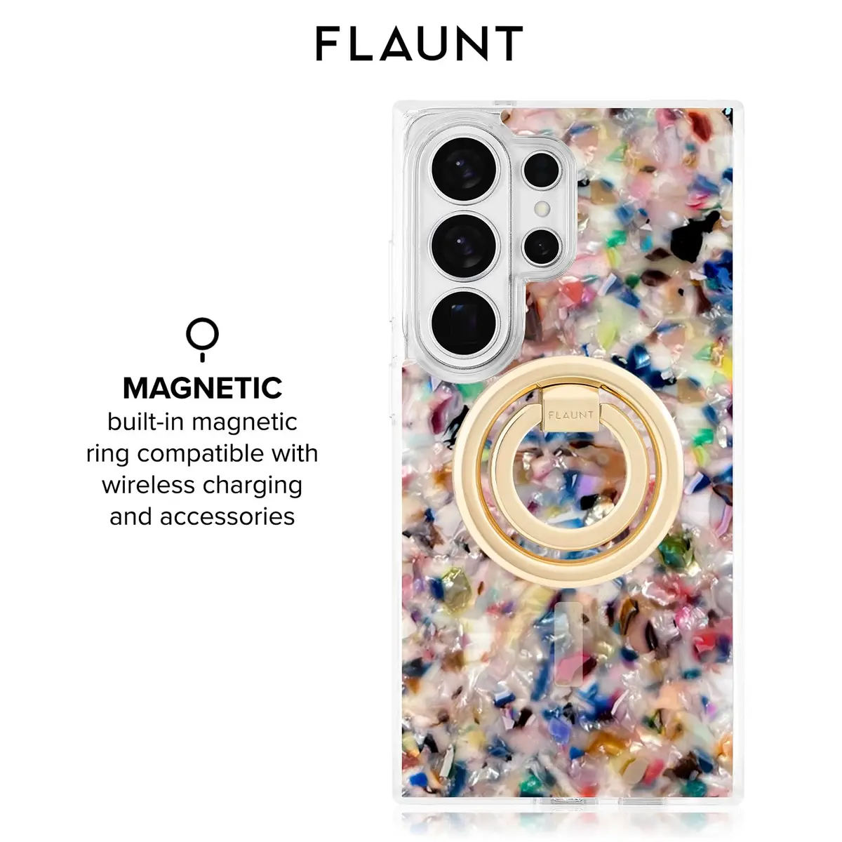 FLAUNT Square Samsung Galaxy S26 Ultra Case - Confetti Tortoise Shell | Shockproof & Magnetic - view 4
