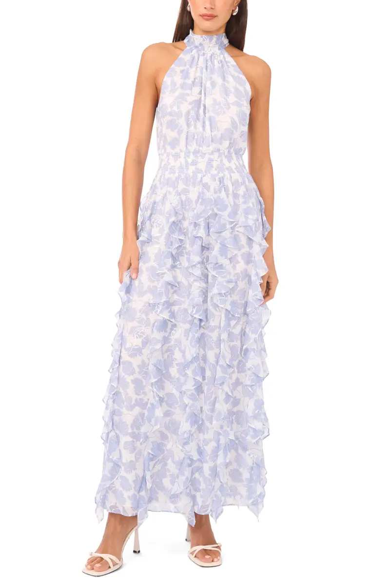 1.STATE Flounce Cascading Maxi Dress | Elegant Maxi Silhouette with Ruffle Layers (max 120 chars) - main product image