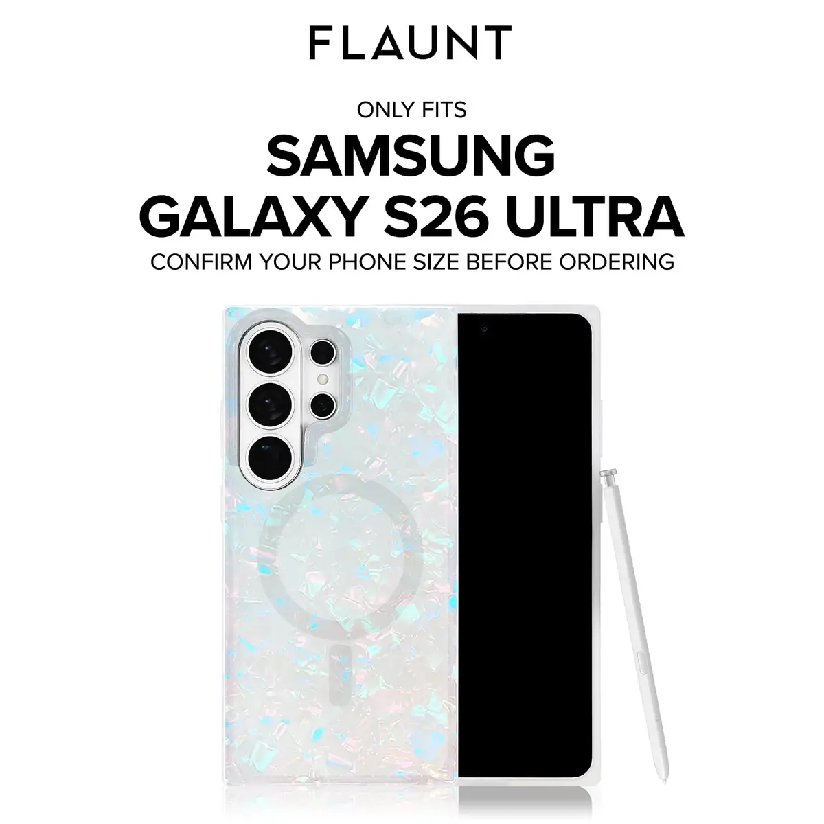 FLAUNT Official Square Samsung Galaxy S26 Ultra Case - Opal Shell | Shockproof & Magnetic - view 2