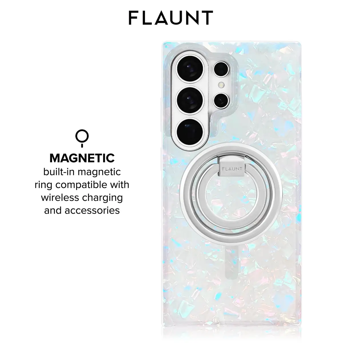 FLAUNT Official Square Samsung Galaxy S26 Ultra Case - Opal Shell | Shockproof & Magnetic - view 4