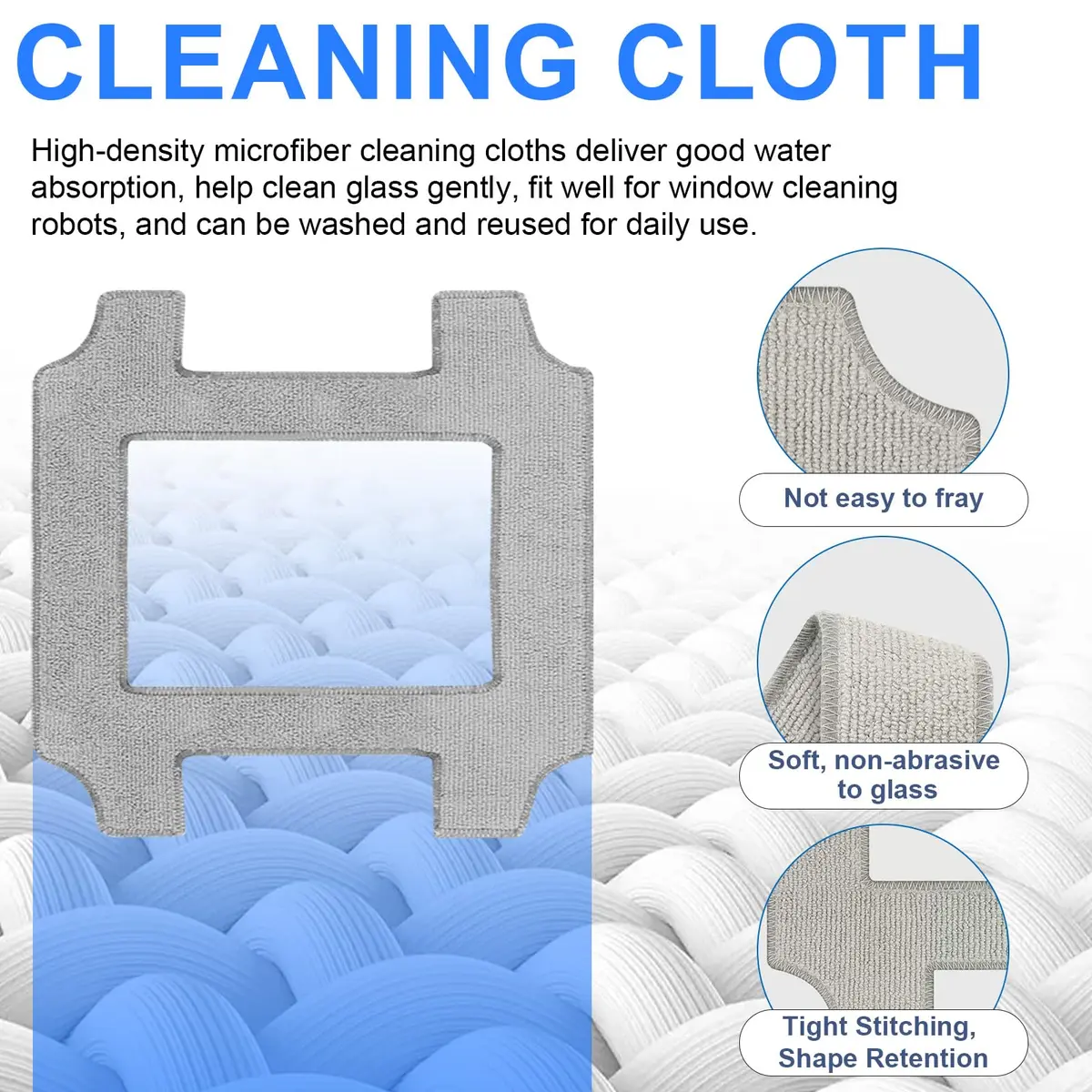Frexusuent Microfiber Cleaning Rag for ECOVACS WINBOT W2S/W2S Omni Window Cleaner Robot (12-Pack) - view 4