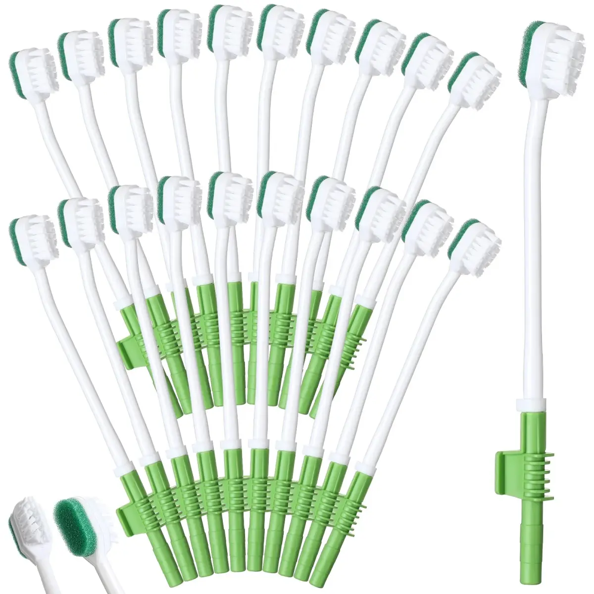 Didaey Green 20 Pcs Sponge Toothbrush with Suction | 19.5 cm (7.68 inches) - main product image