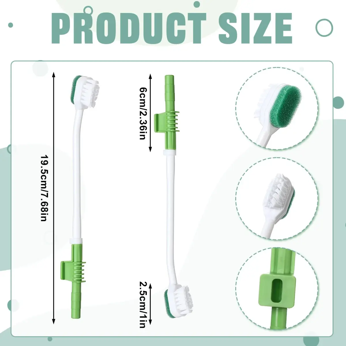 Didaey Green 20 Pcs Sponge Toothbrush with Suction | 19.5 cm (7.68 inches) - view 2