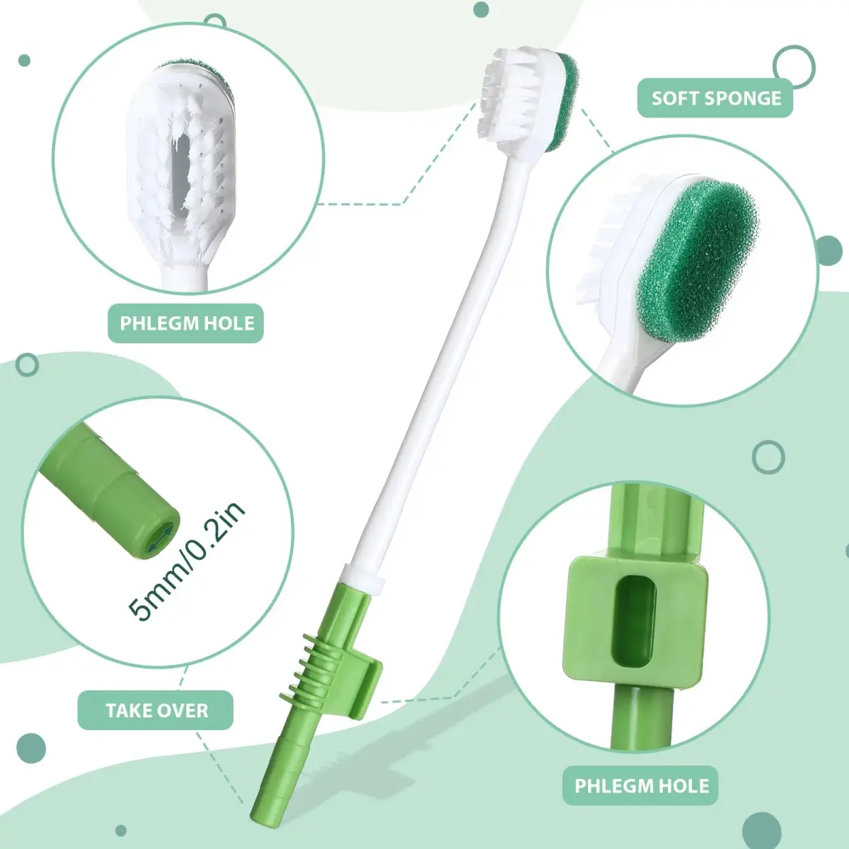 Didaey Green 20 Pcs Sponge Toothbrush with Suction | 19.5 cm (7.68 inches) - view 3
