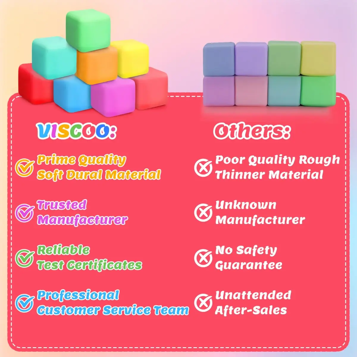 VISCOO 60 Pack Slow Rising Stress Cube 3.6cm (1.4 inch) | Non-Toxic TPR Fidget Toy for Kids & Adults - view 5