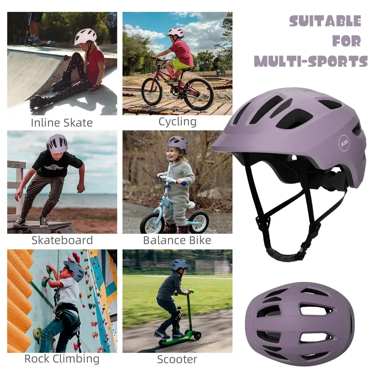 XJD XX-Small Grape Purple Toddler Multi-Sport Helmet for Infants & Babies (44-48 cm) - view 3