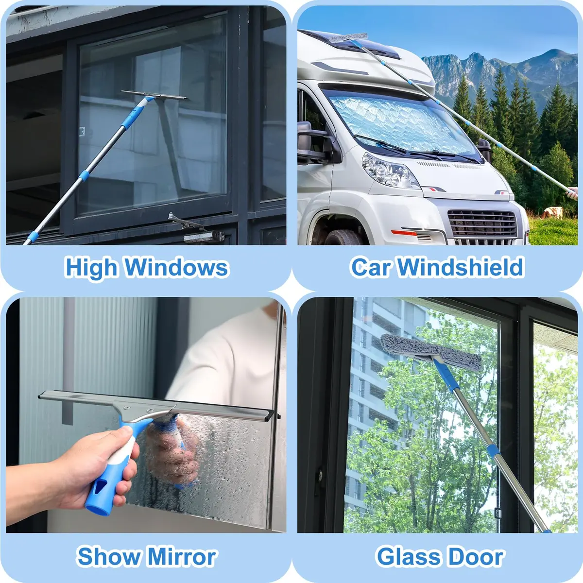 Mitclear 300 cm (10 Feet) Long Squeegee Window Cleaner Tool with Microfiber Scrubber | Streak-Free Outdoor High Window Cleaning - view 9