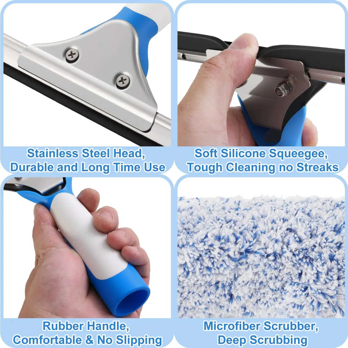 Mitclear 300 cm (10 Feet) Long Squeegee Window Cleaner Tool with Microfiber Scrubber | Streak-Free Outdoor High Window Cleaning - view 4