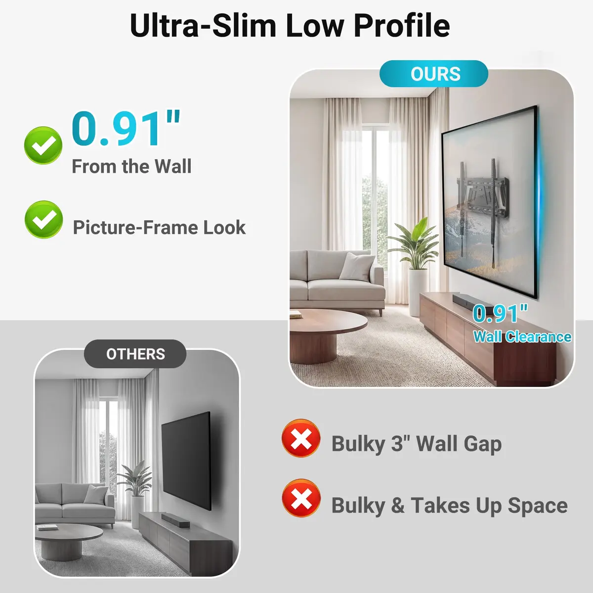 BONTEC Heavy Duty Fixed TV Wall Mount 43-100 Inch TVs, 220 lbs Capacity, VESA 800x600mm | Secure One-Piece Steel Bracket for Large Screens - view 5