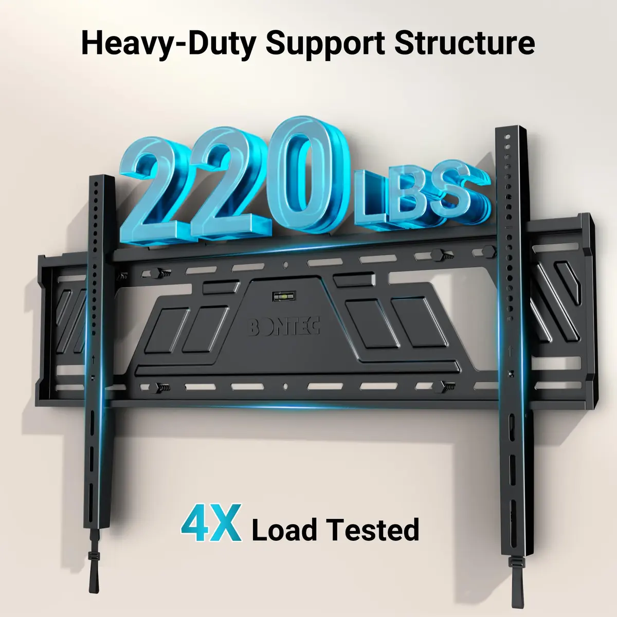 BONTEC Heavy Duty Fixed TV Wall Mount 43-100 Inch TVs, 220 lbs Capacity, VESA 800x600mm | Secure One-Piece Steel Bracket for Large Screens - view 3