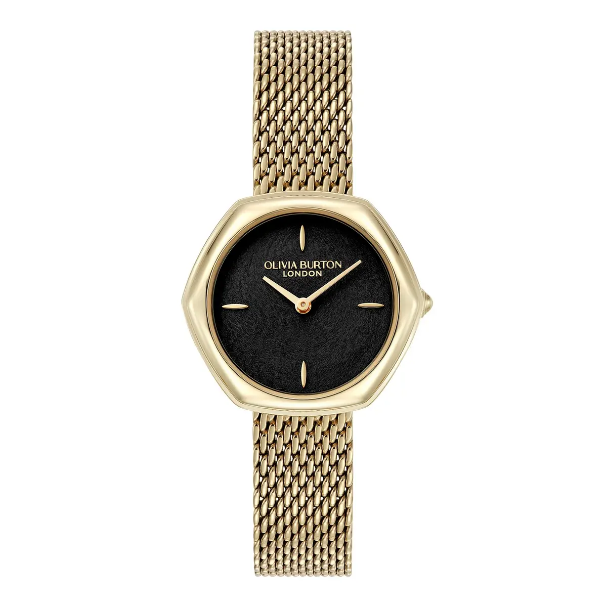 Olivia Burton Charing 29mm Women’s Quartz Watch | Hexagonal Honeycomb Design, Gold Mesh Strap - main product image