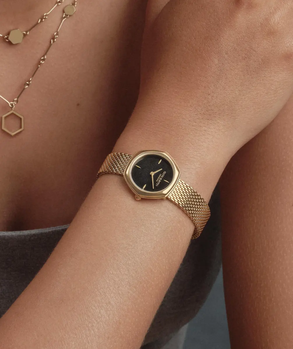 Olivia Burton Charing 29mm Women’s Quartz Watch | Hexagonal Honeycomb Design, Gold Mesh Strap - view 2