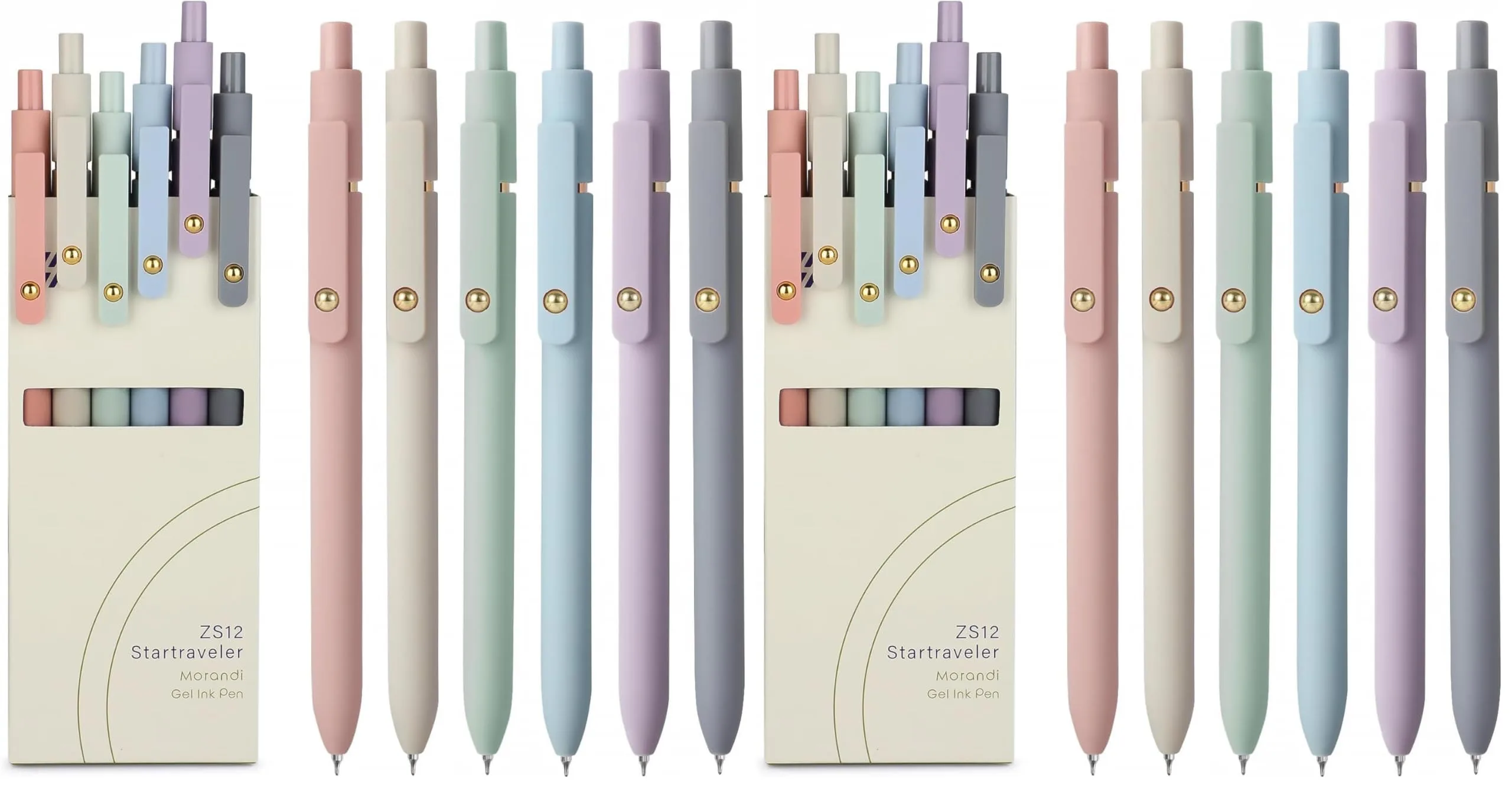 FIOVER Gel Pens 0.7mm Fine Point Black Ink, Smooth Writing Pens for Journaling, Office & School Supplies (6 Pens, Morandi-Black Ink) - main product image