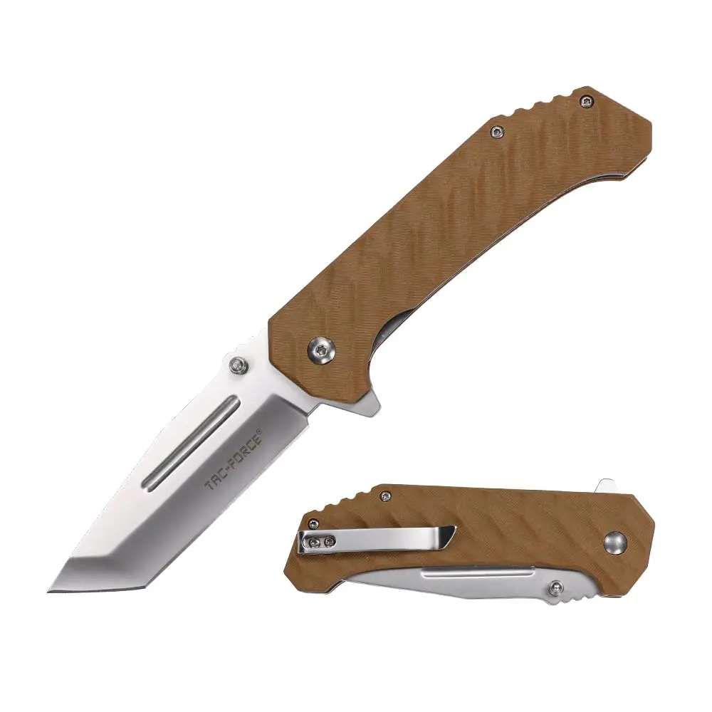 Tac-Force Pocket Folding Knife, G10 Handle, Satin Finish, TF-2012BN | Compact EDC with 3.6" Blade - main product image