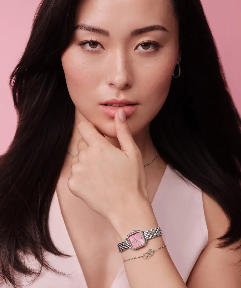Olivia Burton Mini Grosvenor 20mm Women’s Quartz Watch | Pink Frost Rose Sunray Dial, Stainless Steel Bracelet, 30m Water Resistance - view 3