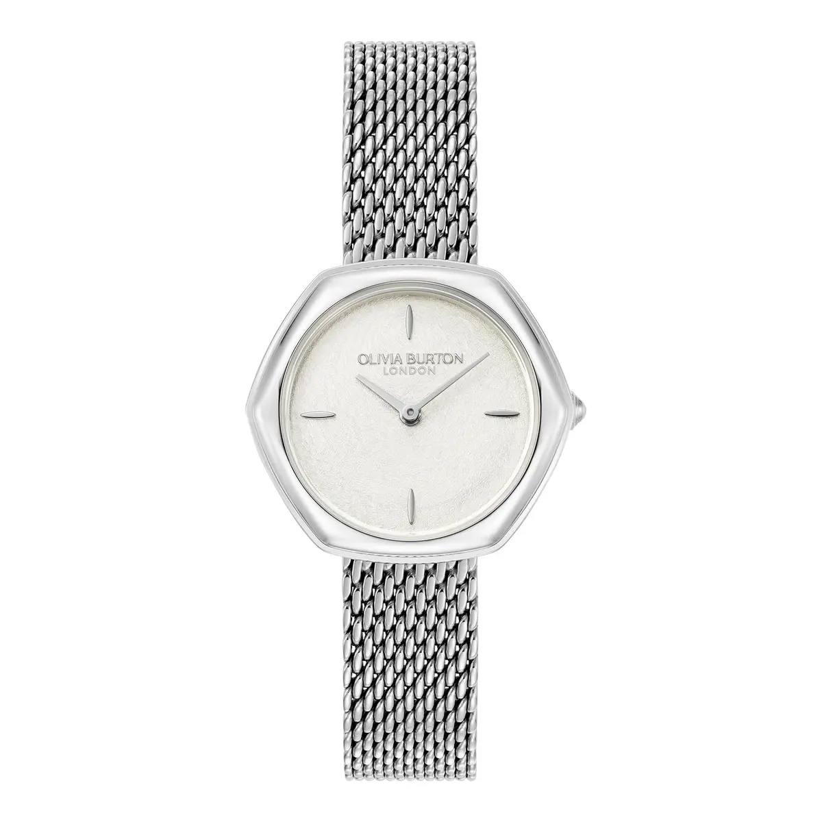 Olivia Burton Charing 29mm Women’s Quartz Watch | Hexagonal Honeycomb Design, Silver Dial, Mesh Strap - main product image