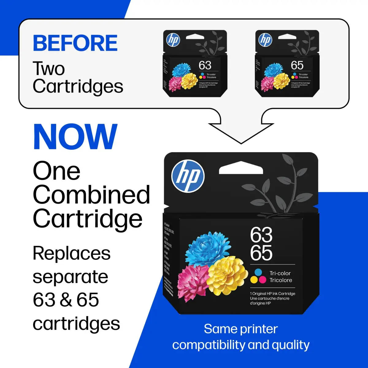HP 63/65 Tri-Color Ink Cartridge (Replaces HP 63 & 65) | 100 Pages Yield - view 2