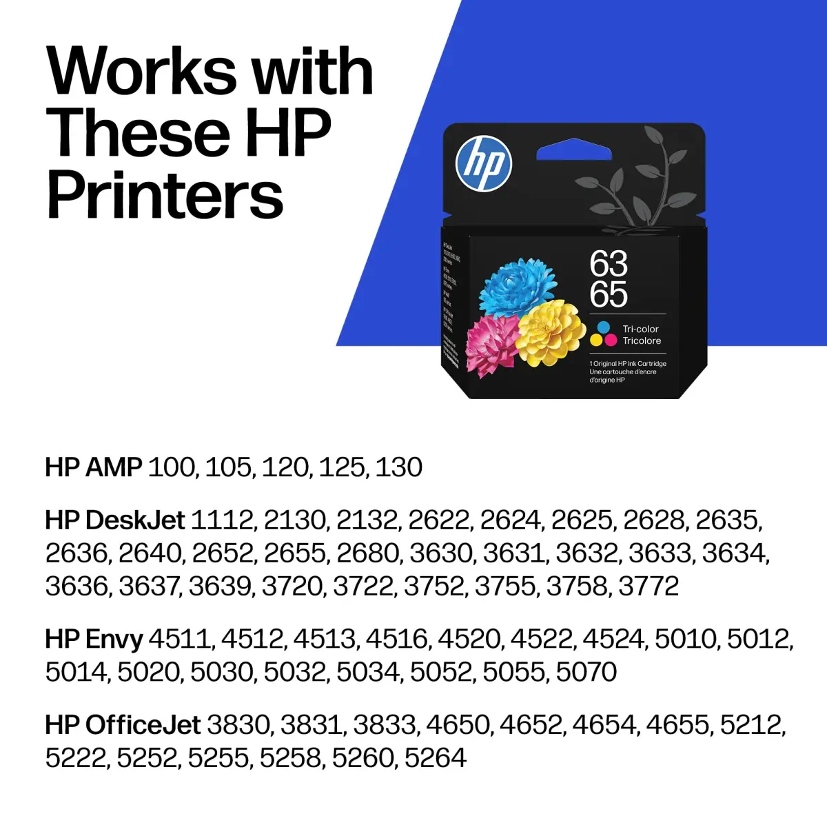 HP 63/65 Tri-Color Ink Cartridge (Replaces HP 63 & 65) | 100 Pages Yield - view 3