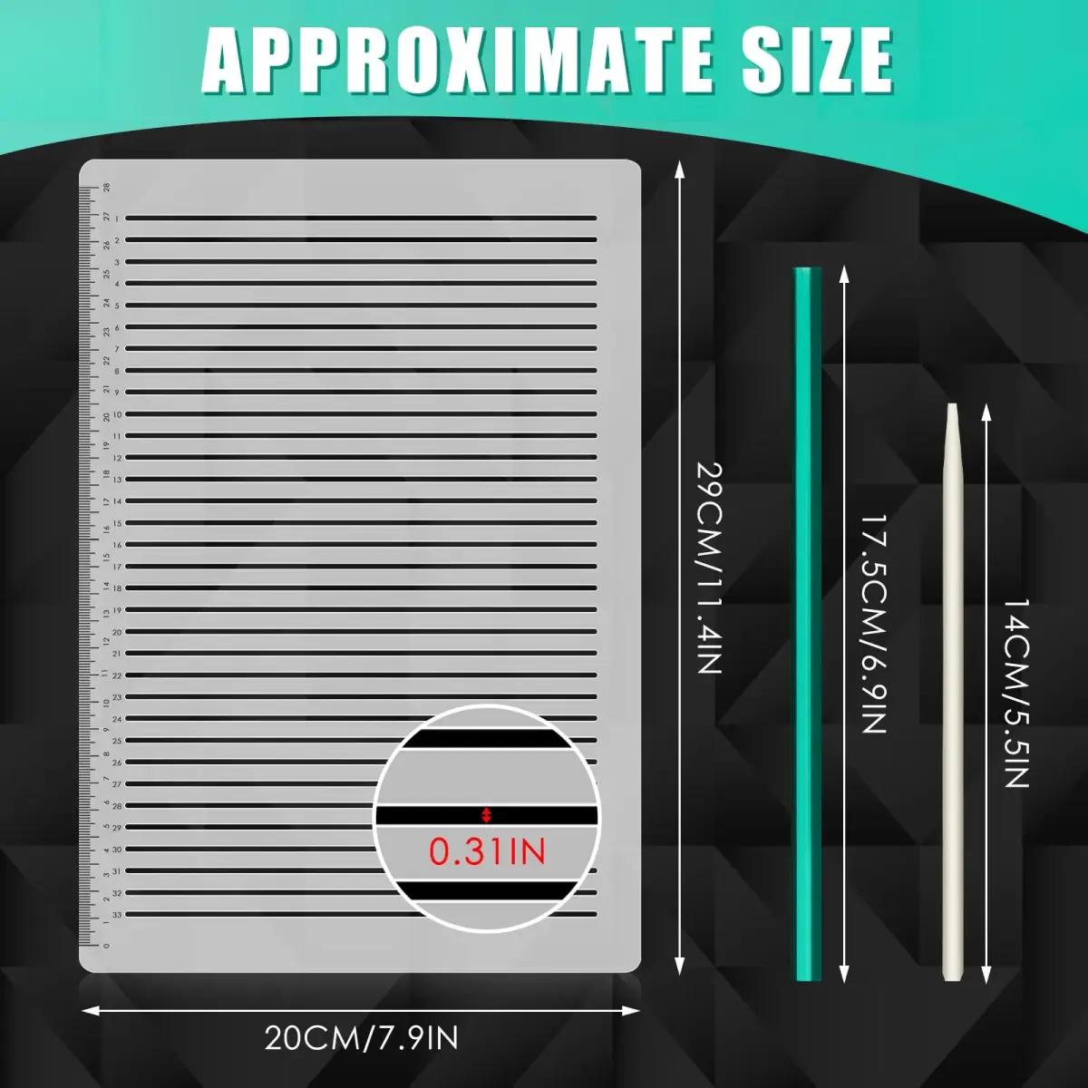 Fainne 2-Pack Plastic Straight Line Stencil Template | 8mm Line Space - view 2
