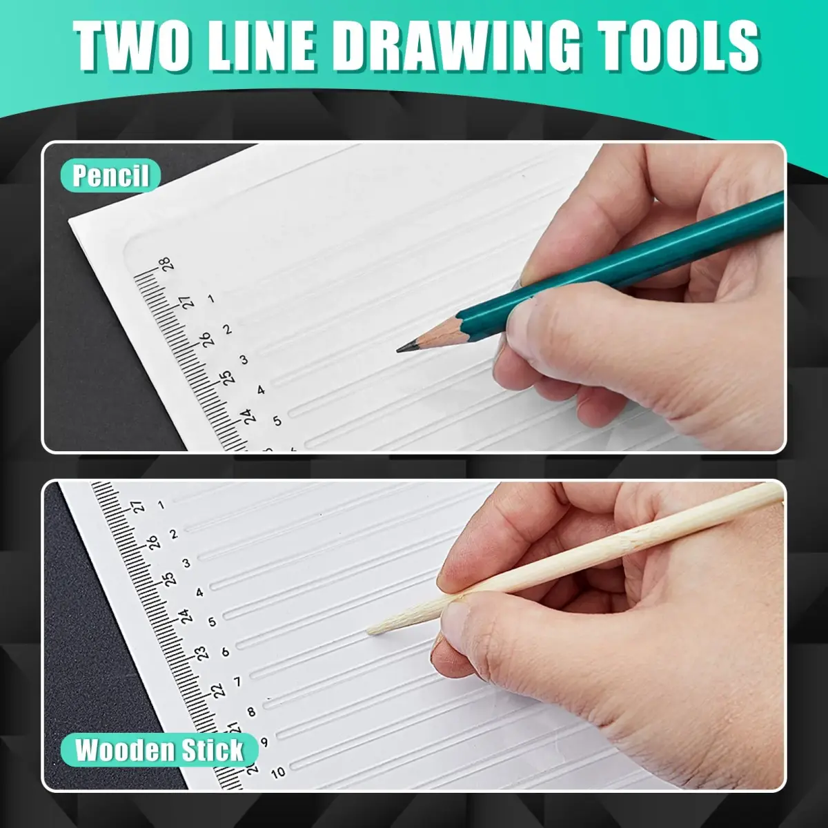 Fainne 2-Pack Plastic Straight Line Stencil Template | 8mm Line Space - view 4