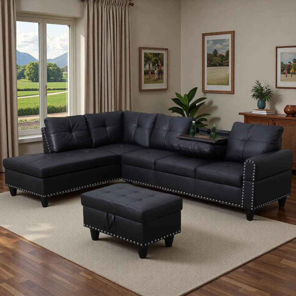 Topcomfy Leather L-Shaped Couch Set 97.5"L x 69.5"W | Modern, Skin-Friendly, Supportive - view 5