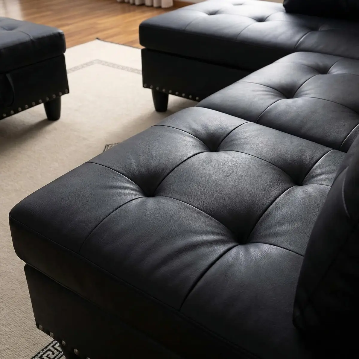 Topcomfy Leather L-Shaped Couch Set 97.5"L x 69.5"W | Modern, Skin-Friendly, Supportive - view 7