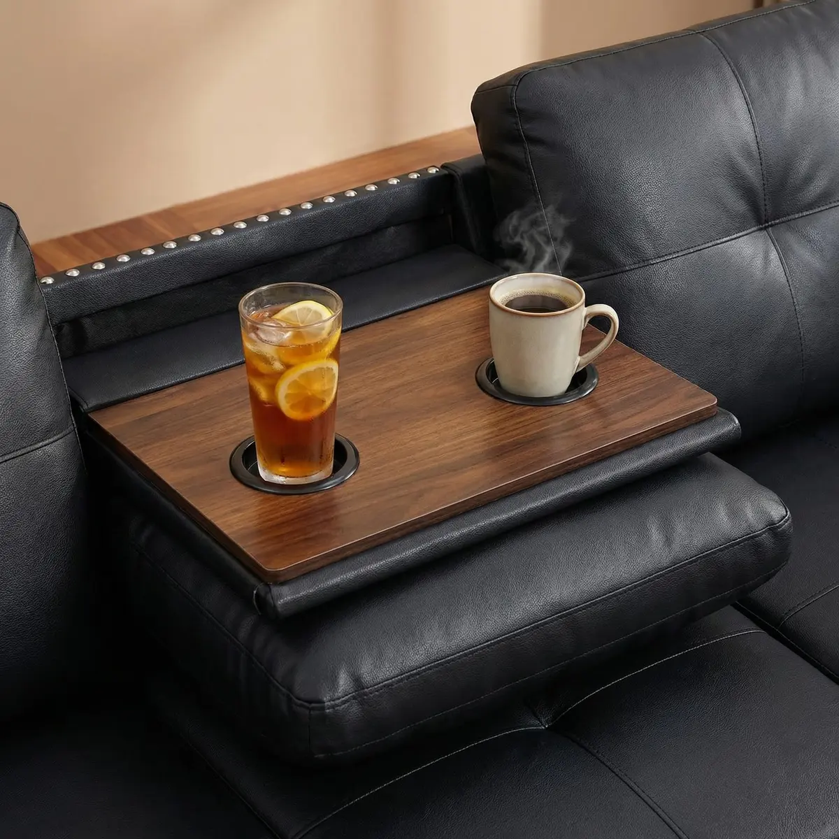 Topcomfy Faux Leather Sectional Couch - L Shaped Black | Modular Living Room Sofa - view 2