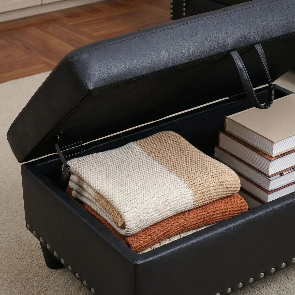 Topcomfy Faux Leather Sectional Couch - L Shaped Black | Modular Living Room Sofa - view 3