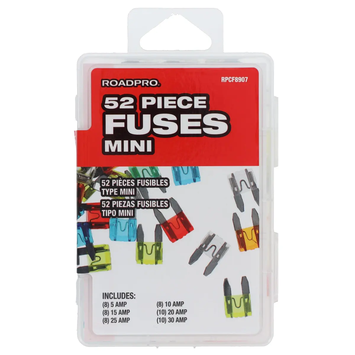 RoadPro 52-Piece Mini Fuse Set with Storage Case | Assorted Amperage, Fast-Acting Protection - view 5