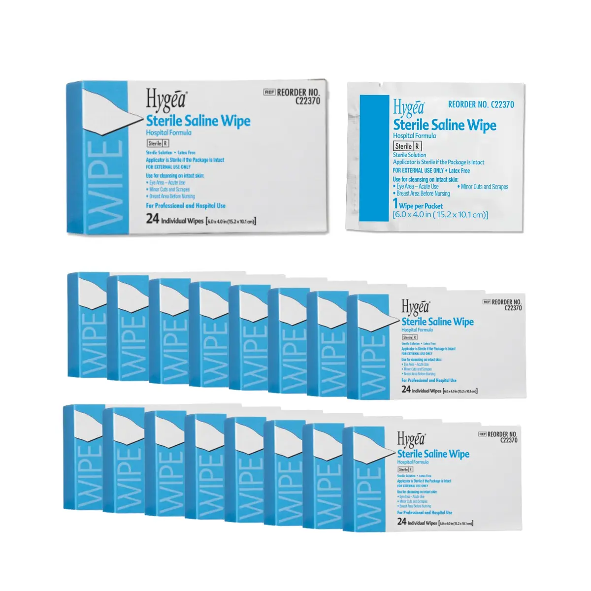 PDI Sterile Saline Wipes | 576 Count, Individually Wrapped for Eye & Skin Care, Newborns & Piercing | Case Pack (24 Boxes) - main product image