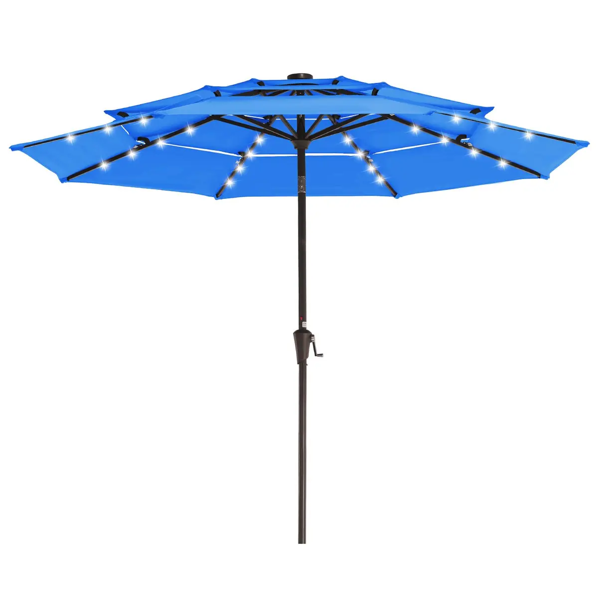 JEAREY 9 ft 3-Tier Outdoor LED Lighted Patio Umbrella with Crank, Royal Blue | Vented, Waterproof & UV Resistant - main product image