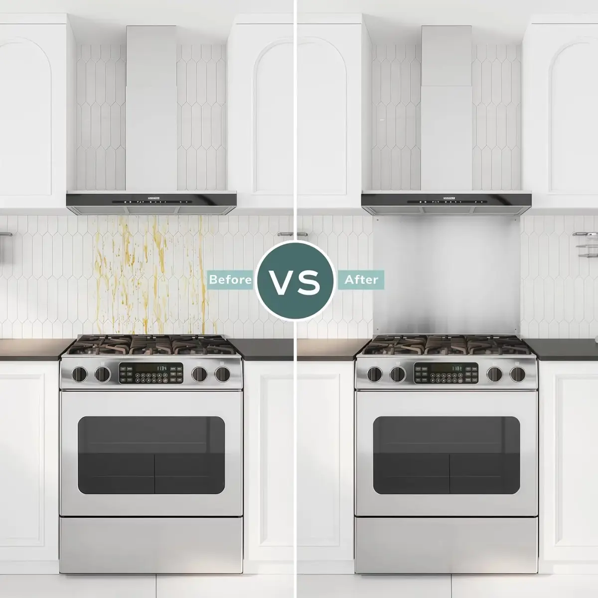 zsttion Stainless Steel Backsplash for Kitchen Stove and Hood (24 x 30 Inch) | Easy Install Wall Protection - view 5