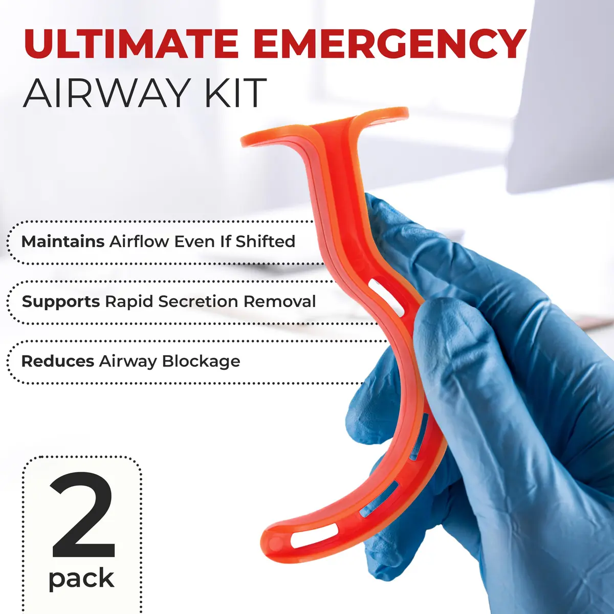 Berman Oral Airway Emergency Kit 2-Pack | Color Coded Disposable Polypropylene Airways for First Aid, EMT, Paramedic, CPR - view 2