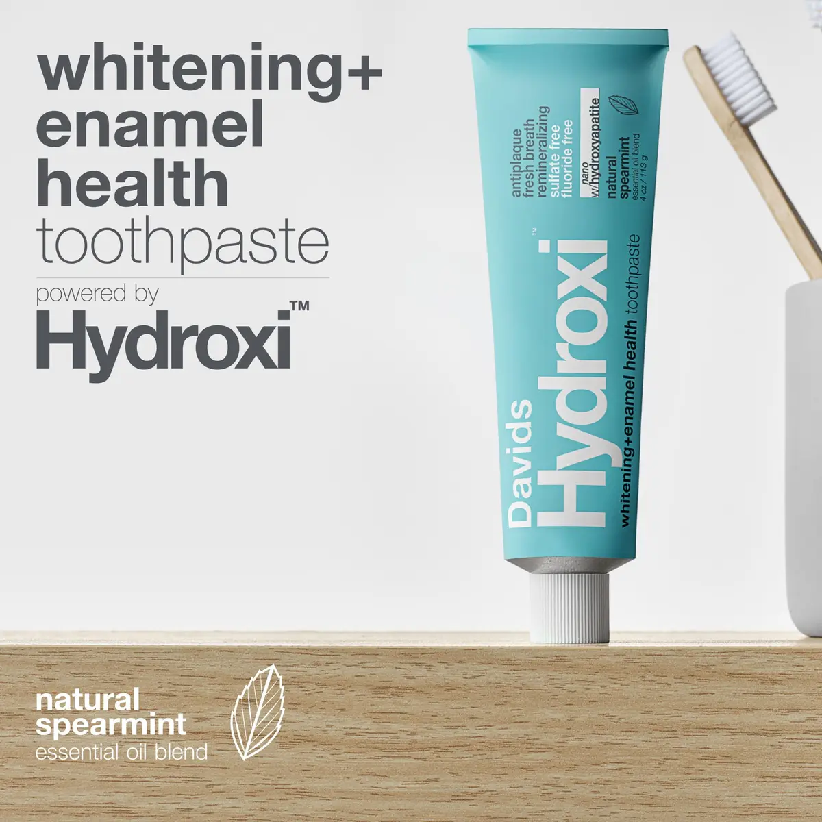 Davids Nano Hydroxyapatite Toothpaste Whitening Enamel Health Spearmint 4oz (113g) | EWG Verified Natural Formula - view 5