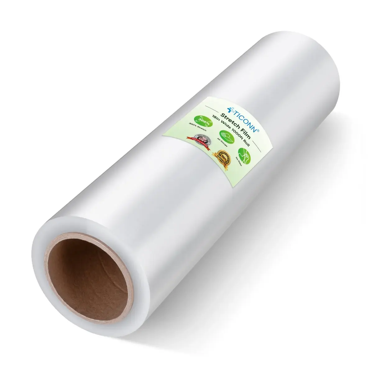 TICONN Stretch Wrap Roll 45.7 cm x 304.8 m (18 in x 1000 ft) | Industrial Strength Plastic Film for Moving Furniture & Boxes - main product image