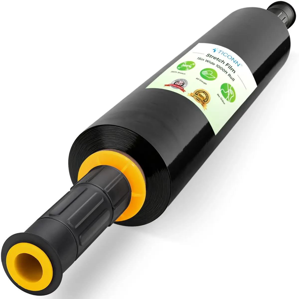 TICONN Stretch Wrap Roll, 15 in x 1000 ft Plastic Wrap with Handles | Industrial Strength for Moving Furniture - main product image