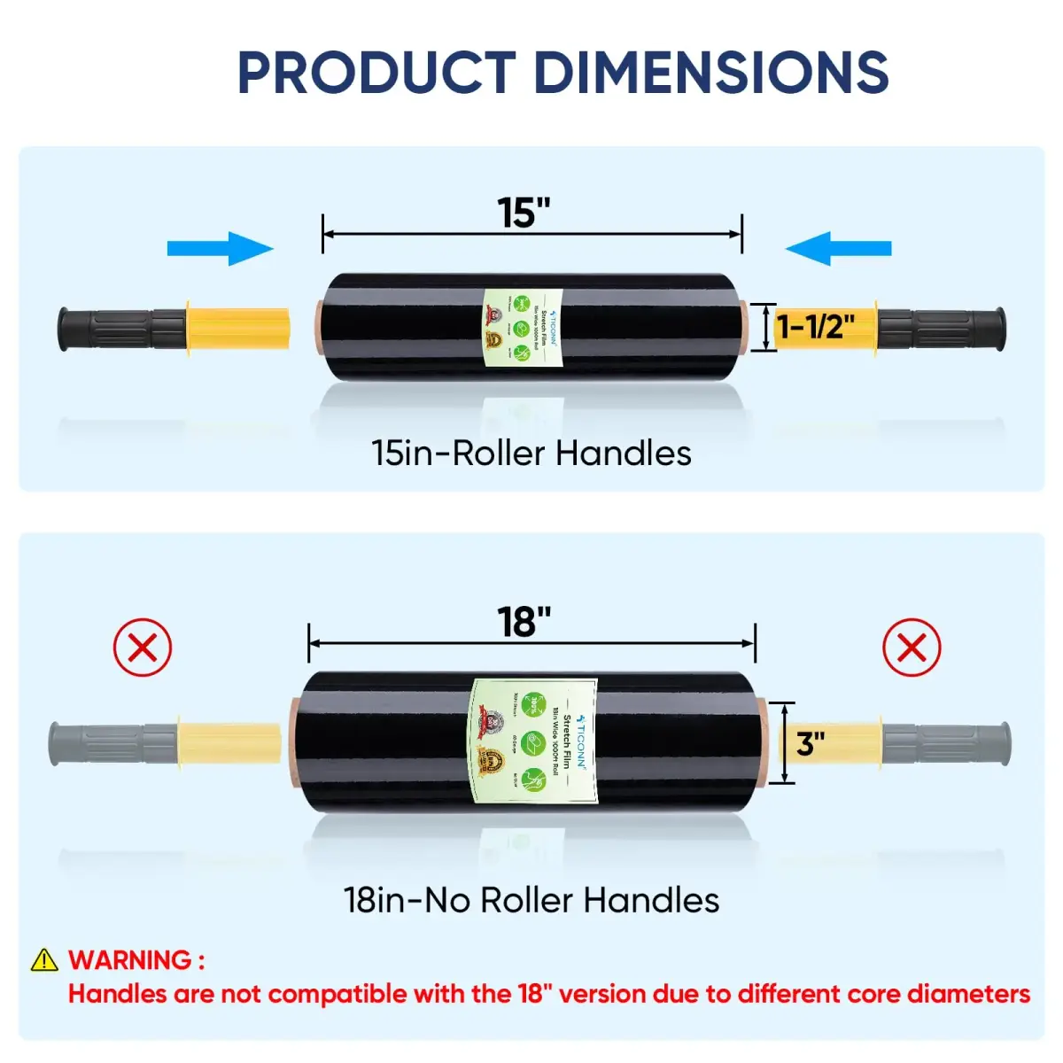 TICONN Stretch Wrap Roll 4-Pack, 15 in x 1000 ft (38 cm x 3048 m) | Industrial Strength Plastic Film for Moving & Storage - view 2