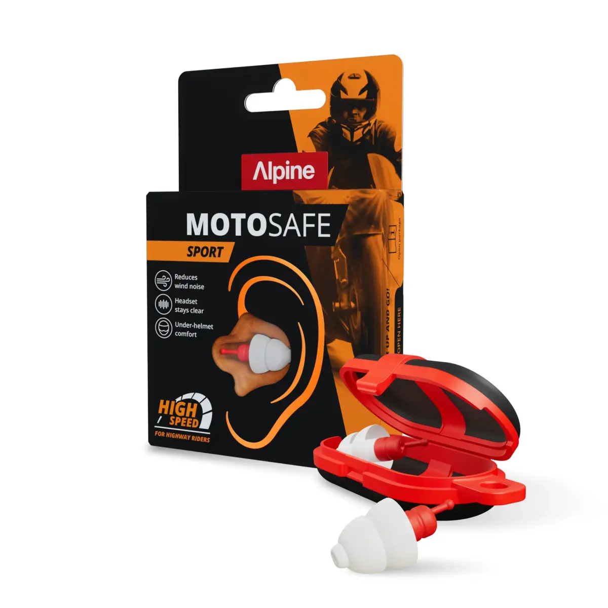 Alpine MotoSafe Sport Earplugs | 20dB SNR Wind Noise Reduction for Motorcycling - main product image
