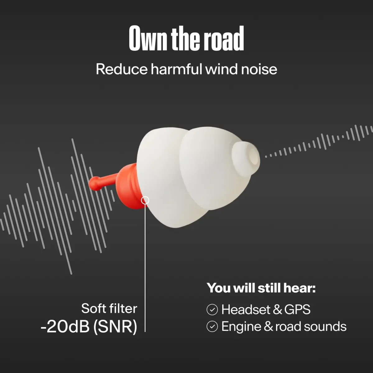 Alpine MotoSafe Sport Earplugs | 20dB SNR Wind Noise Reduction for Motorcycling - view 3