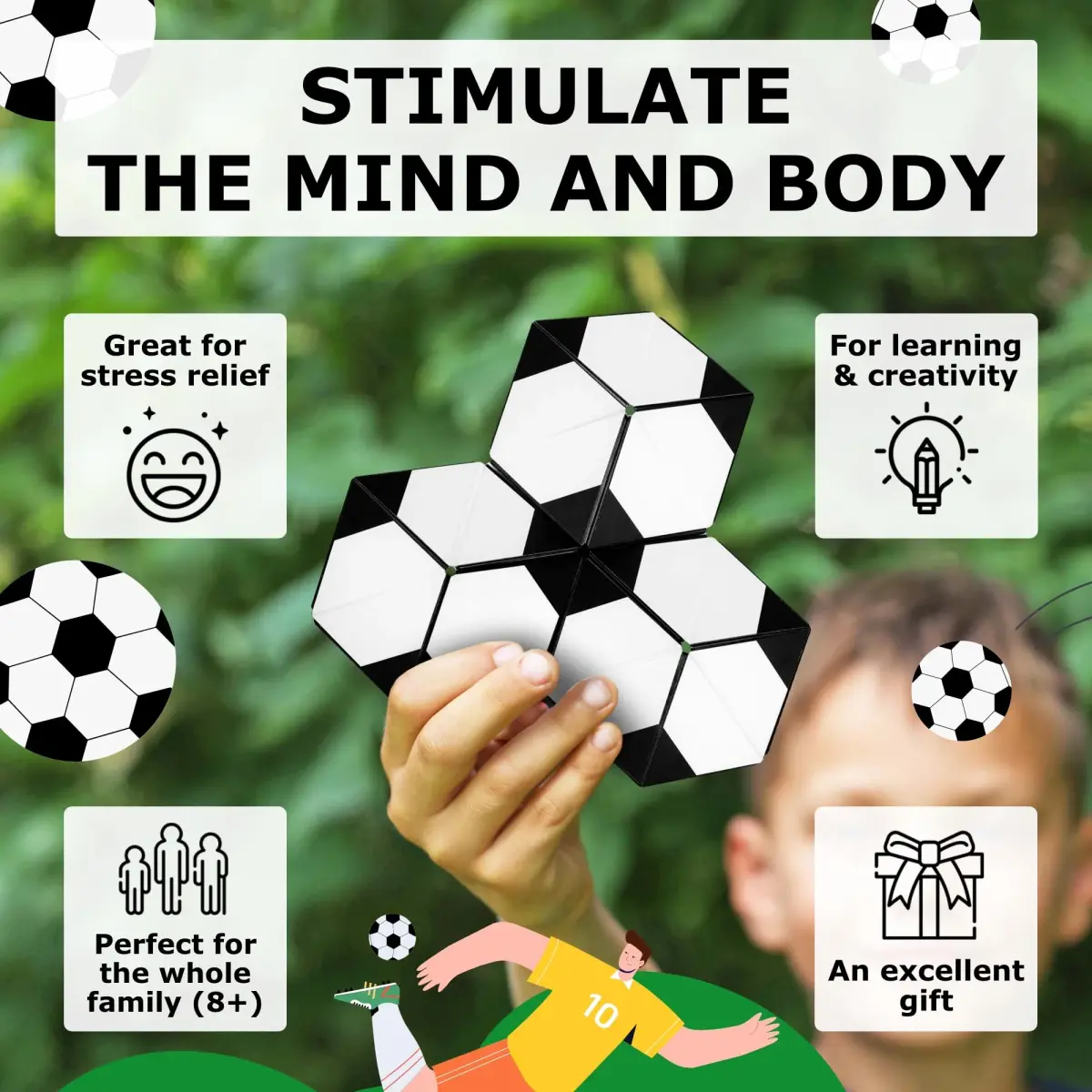 Shashibo Soccer Dodeca Sensory Fidget Toy | Shape Shifting Cube for Kids & Adults - view 3