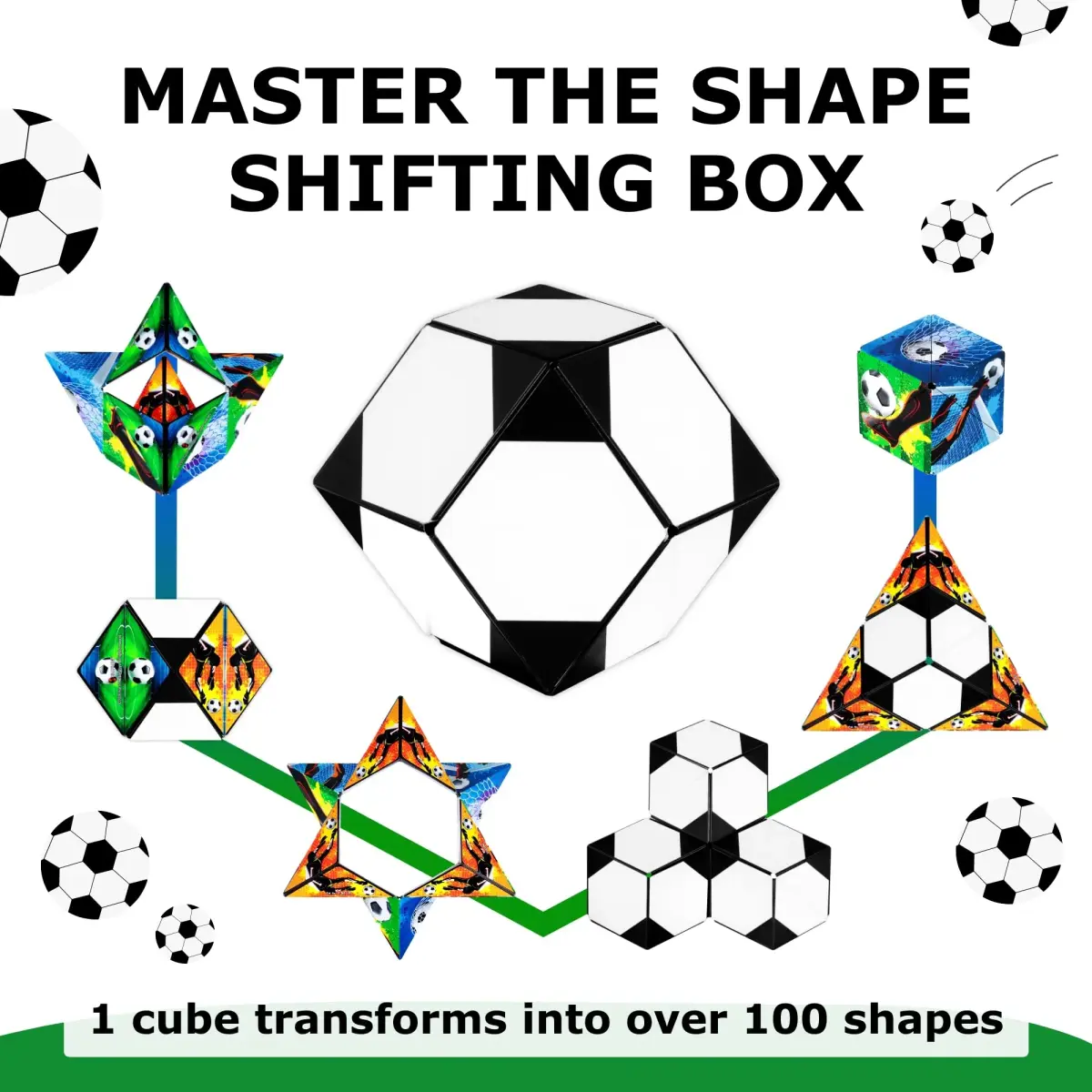 Shashibo Soccer Dodeca Sensory Fidget Toy | Shape Shifting Cube for Kids & Adults - view 4