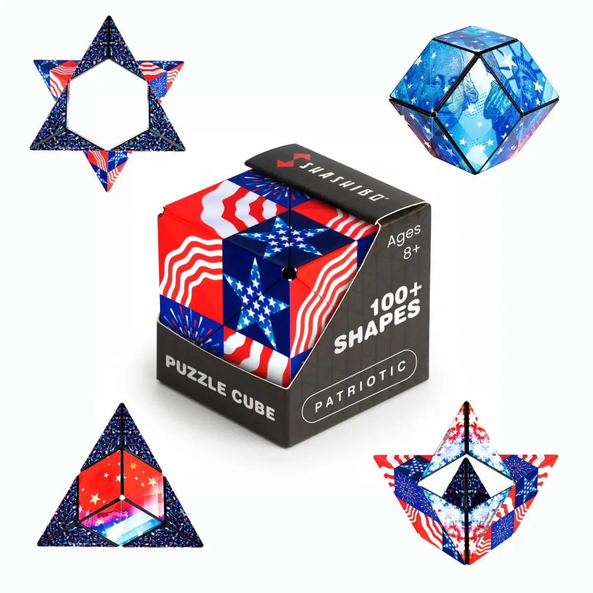 Shashibo DODECA Patriotic Magnetic Puzzle Cube 6.3cm (2.5in) | STEM/STEAM Educational Fidget Toy - main product image