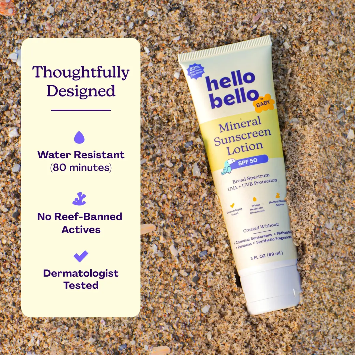Hello Bello Baby Mineral Sunscreen Lotion SPF 50, 89ml (3 fl oz) | Broad Spectrum UVA/UVB Protection - view 4