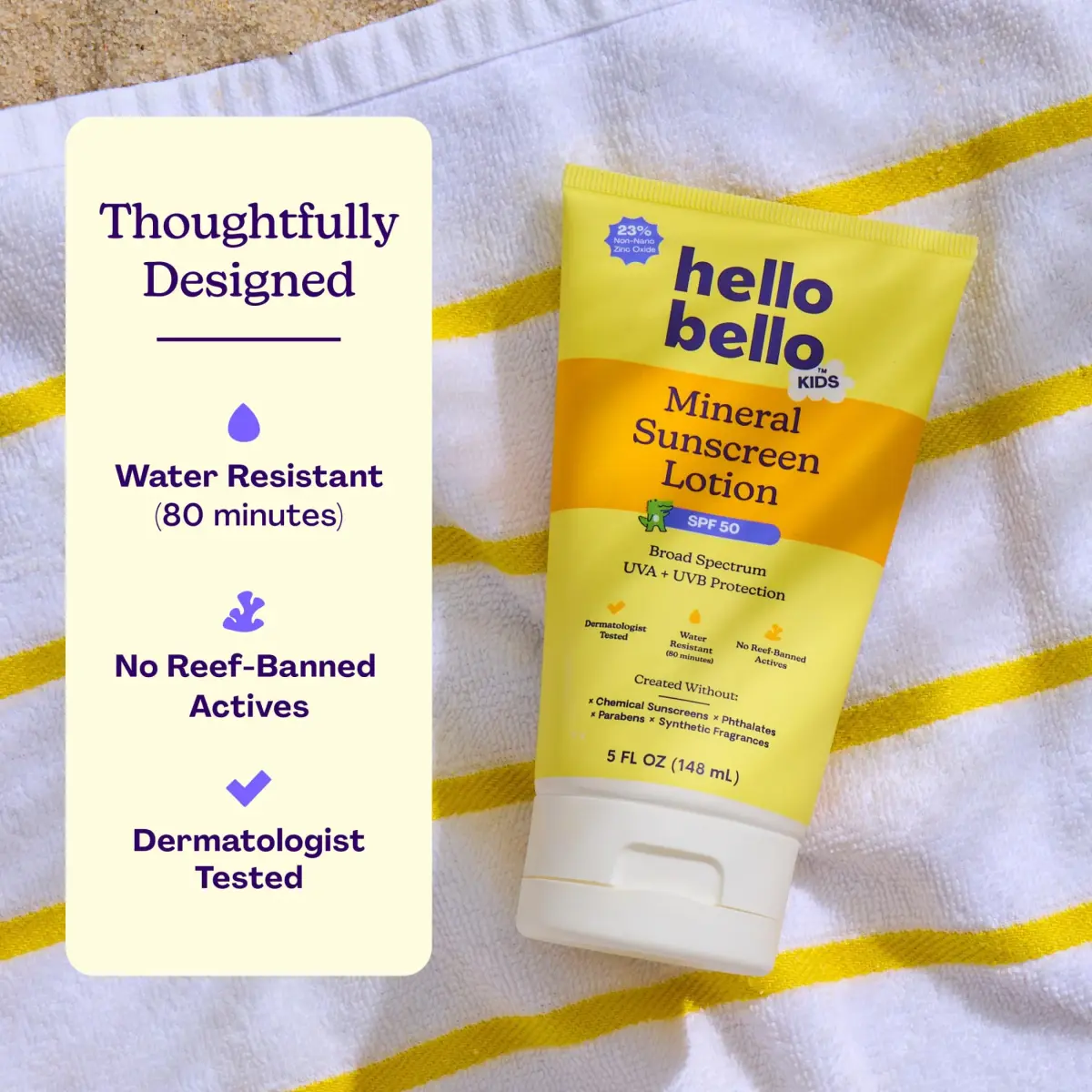 Hello Bello Kids Mineral Sunscreen Lotion SPF 50 Broad-Spectrum 148ml (5 fl oz) | Reef Friendly - view 4