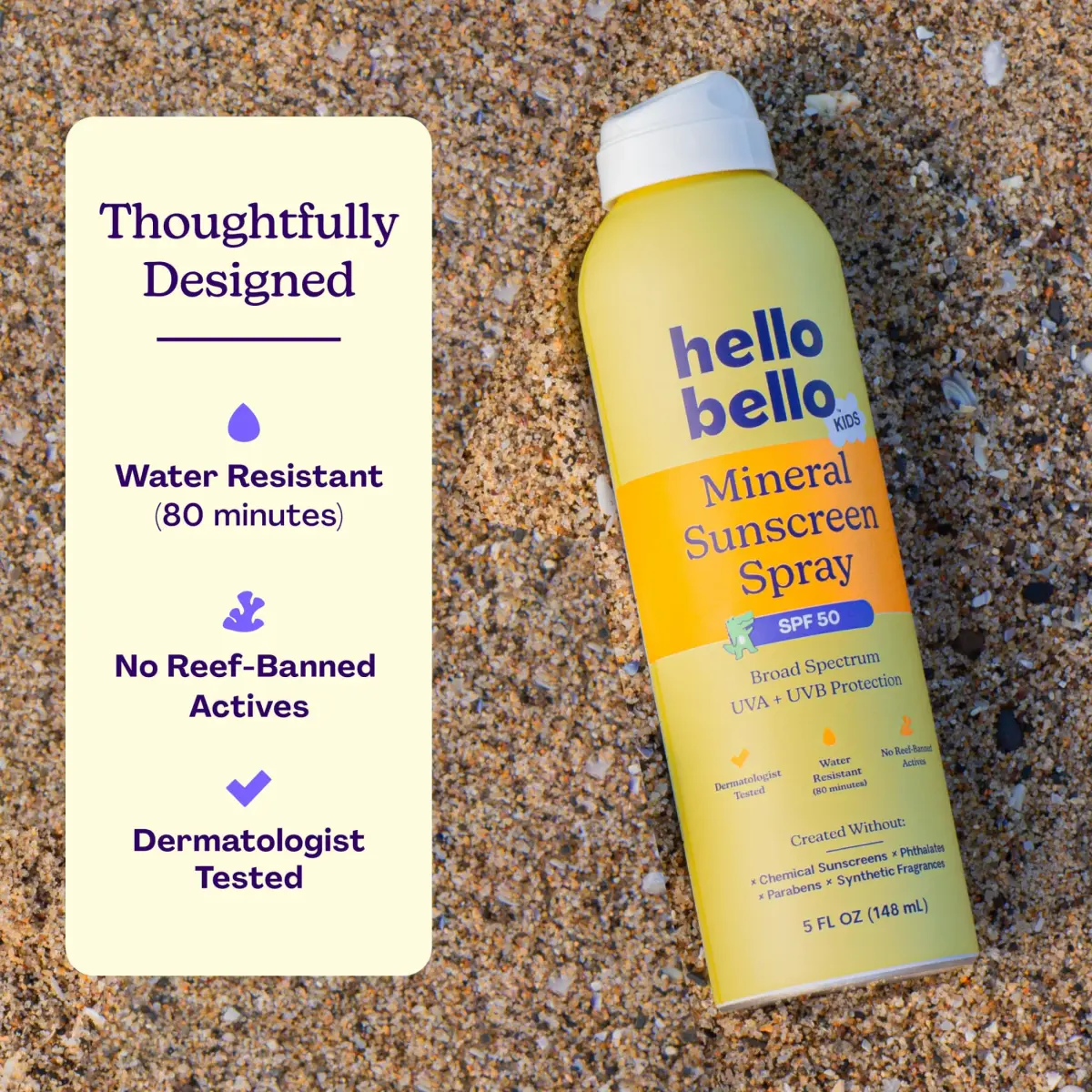 Hello Bello Kids Mineral Sunscreen Spray SPF 50 142g (5 fl oz) | Broad-Spectrum UVA/UVB Protection - view 2