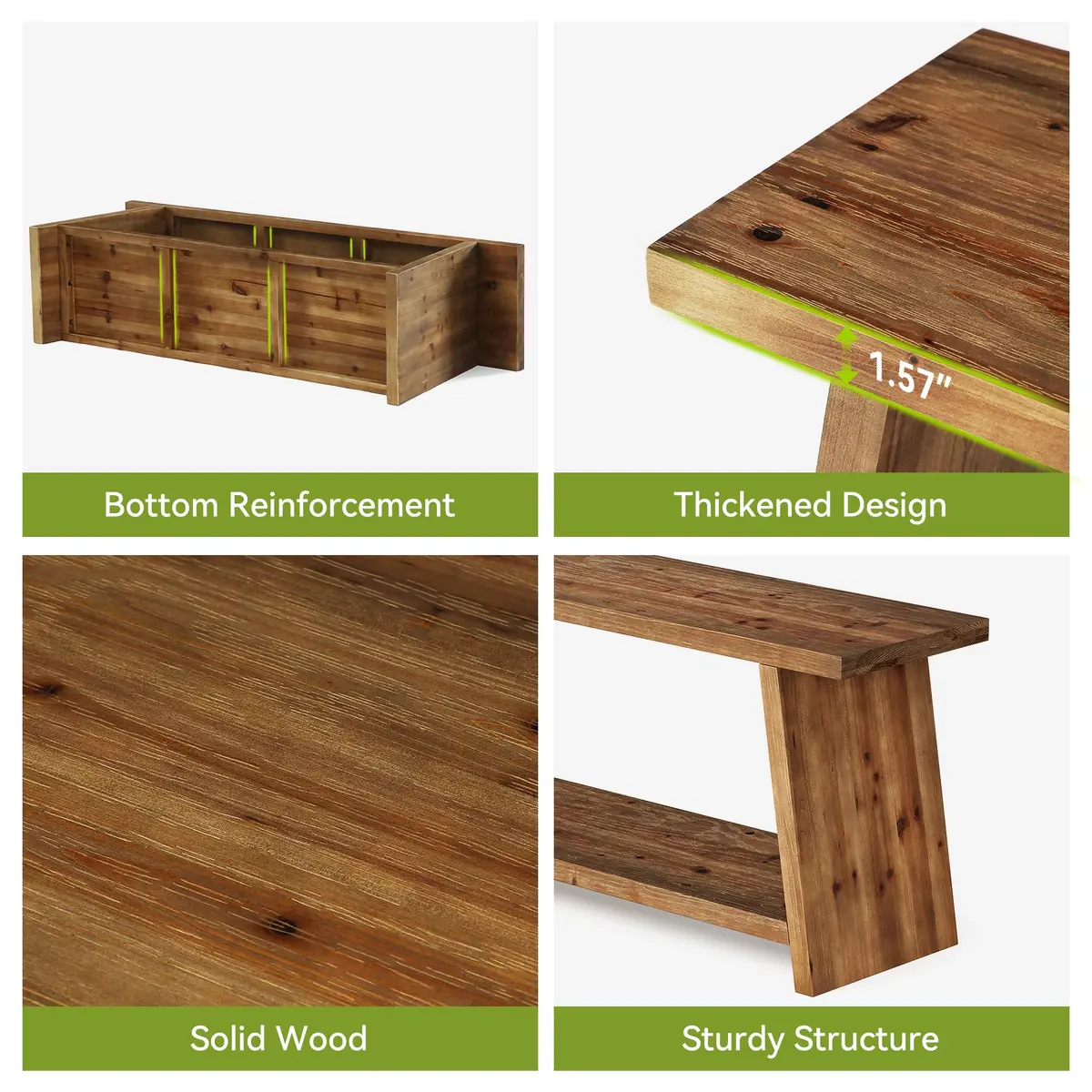LITTLE TREE Solid Wood TV Stand for 55/60/65 inch TVs | Farmhouse 2-Tier Media Console Walnut 63-Inch - view 3