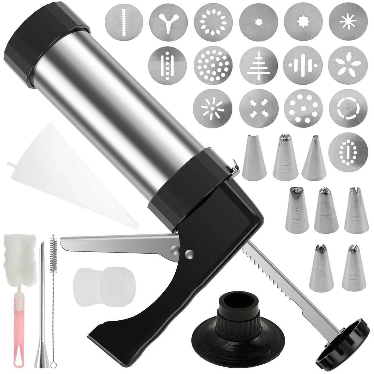 bigjvbfv Churro Maker Machine with 3 Tips & Piping Bag, Stainless Steel, Black | Easy Homemade Churros - main product image